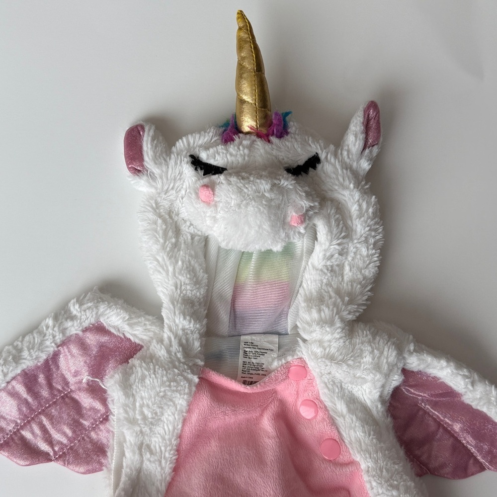 Unicorn Costume with Gold Horn and Pink Accents Baby 0-6M - Picture 2 of 3